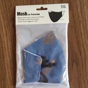 Metallic leaf denim cotton face mask